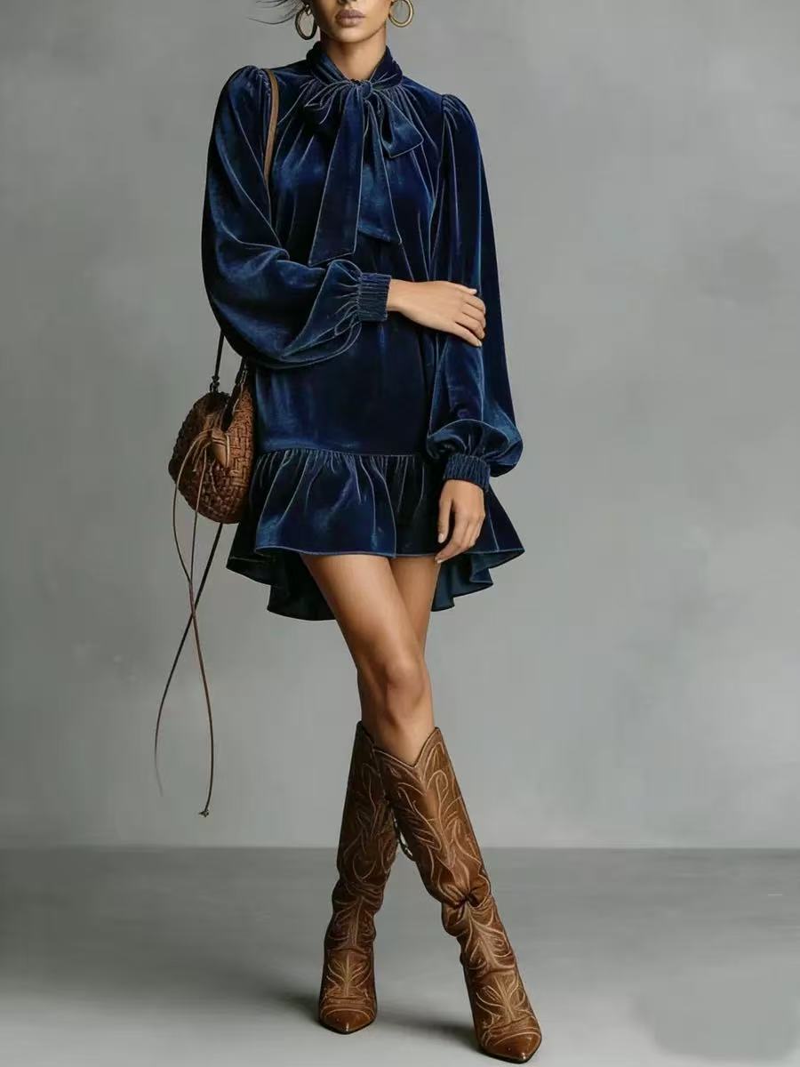 Casual Solid Color Dress for Women, Long Sleeve Style