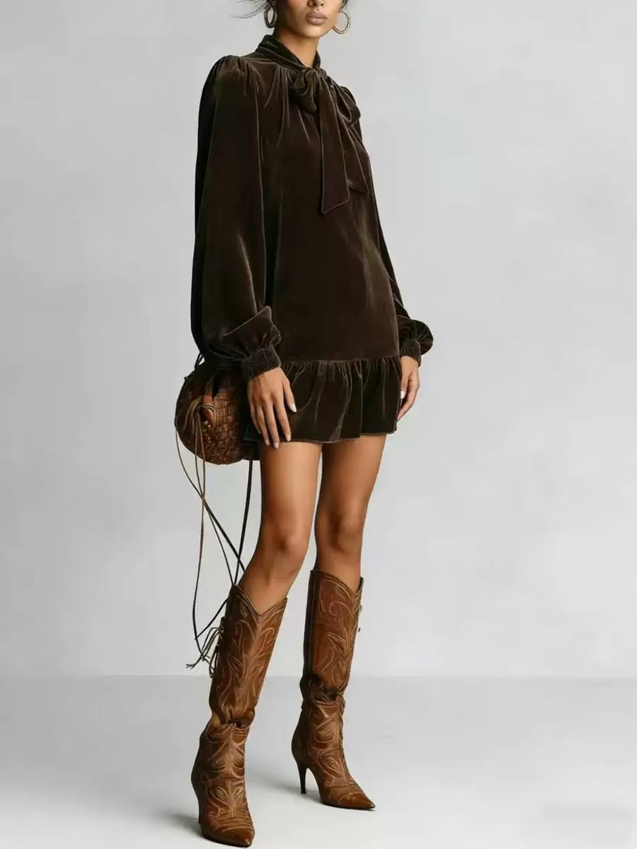 Casual Solid Color Dress for Women, Long Sleeve Style