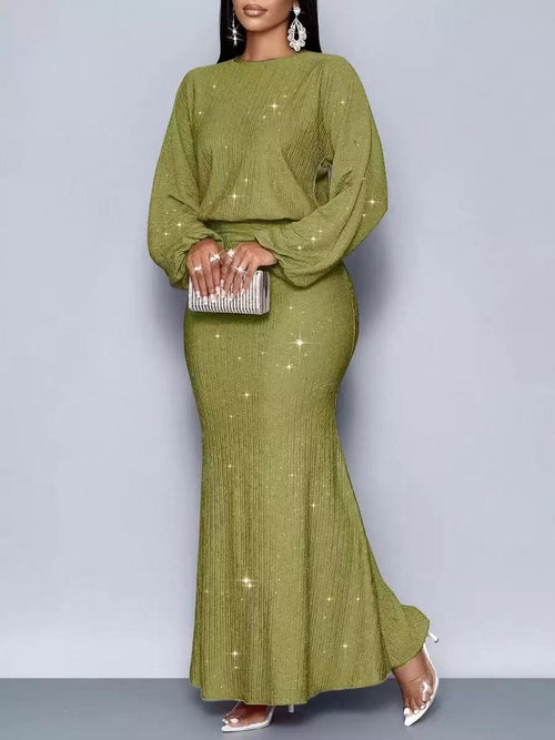 Casual Long Sleeve Dress for Women, Ruched Midi Style