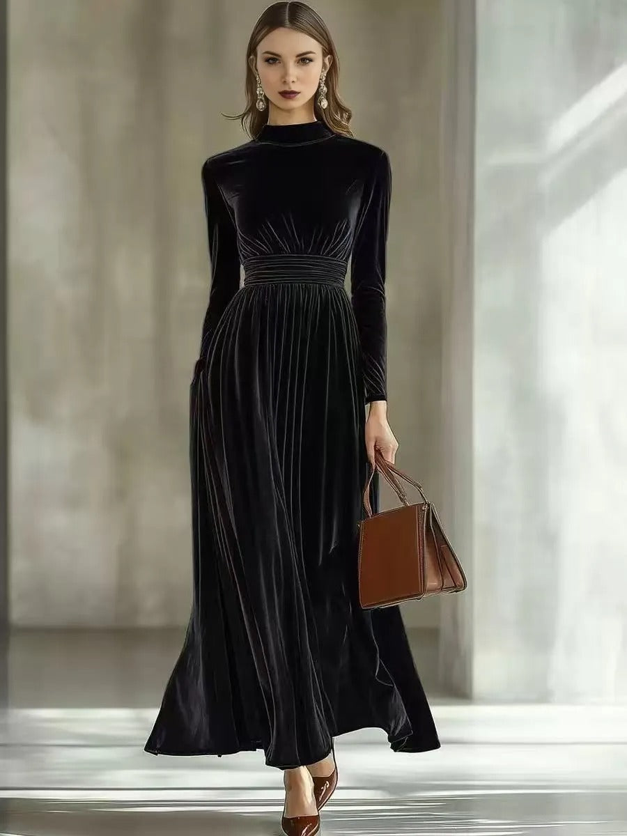 Casual Long Sleeve Dress for Women, Midi Length